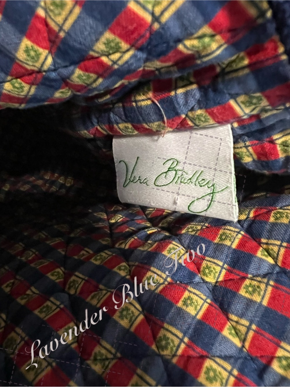 Vintage VERA BRADLEY Emily 2005 Mimi Flap Drawstring Backpack USA Red Blue Y2K - Picture 13 of 14